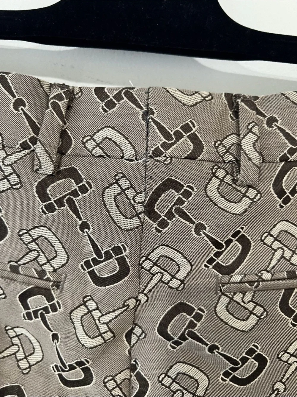 Gucci Taupe Brown Monogram Pattern Men's Dress Pants